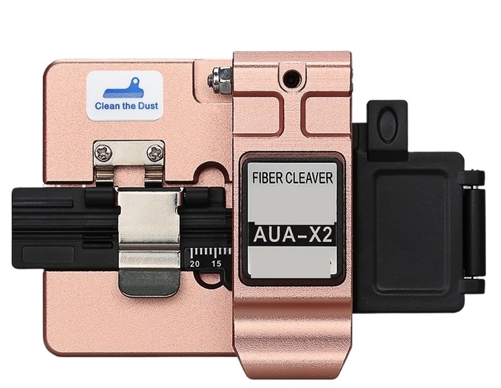 CUDTAPI Optical Fiber Cleaver, AUA-X2 High Precision Fiber Cleaver With Waste Box,FTTH Optic Cold Connection Hot Melt Cable Cutter Tools(X2(golden) and Blade)
