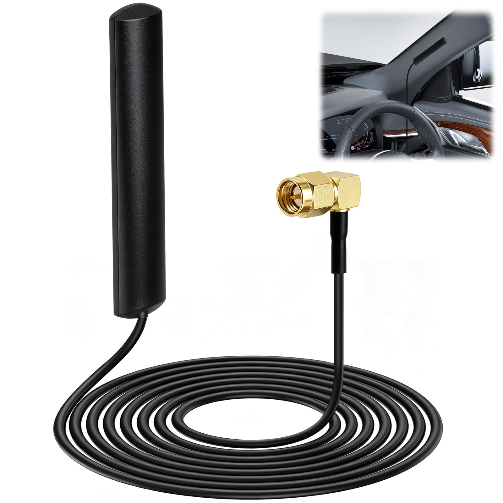 Antenna DAB + per parabrezza, antenna universale DAB con cavo da 3 metri e angolo in metallo, per autoradio FM AM Tuner compatibile con Pioneer Alpine Clarion Sony