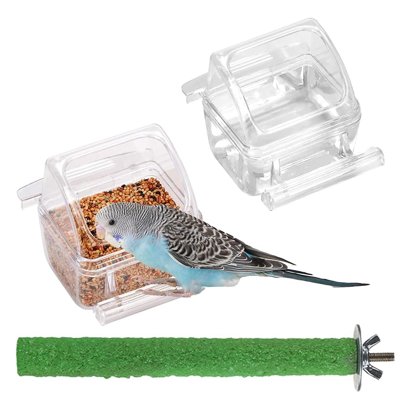 Comedouro e Bebedouro para Aves de Gaiola Transparente em PP IBWell para Periquitos e Canários – Pacote com 2