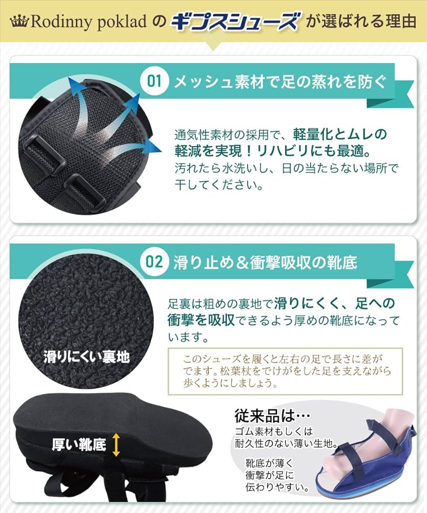 ギプス　左足用　外靴付き Amazon | KUMUROETA 春と夏ギプスシューズ 術後シューズ 介護