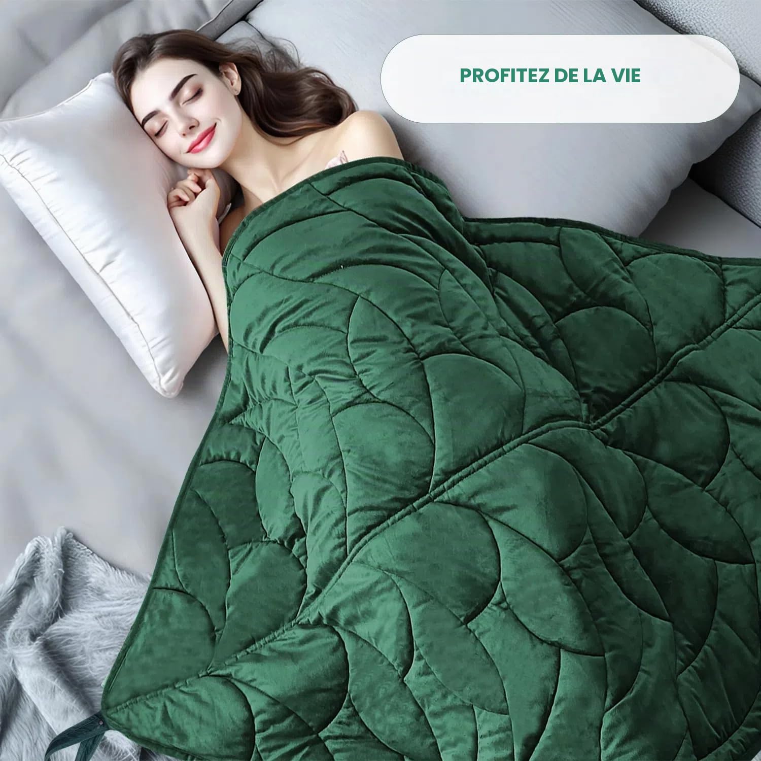 Couverture lestée 3,2 kg pour adultes - Pour un sommeil profond et un meilleur repos - Couverture douillette en velours cristal - 100 x 70 cm - Pour la détente, le repos et comme couverture de