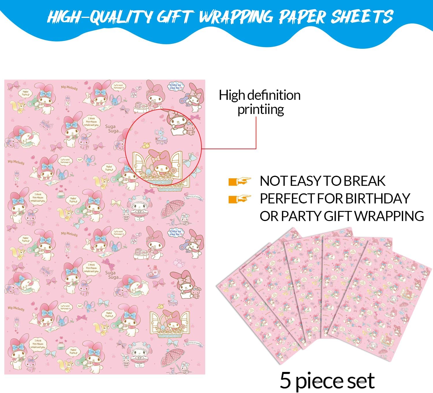 EYQQM Pack of 5 Gift Wrapping Kraft Paper, 20 x 30 Inch for Gift Birthday image 3