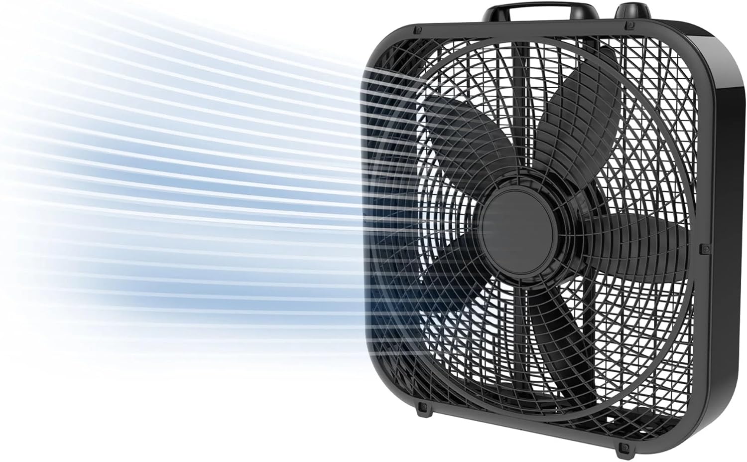 20" Classic Box Fan, 22.5" H, Weather-Resistant Motor, 3 Speeds, Powerful Airflow, Quiet Operation for Indoor & Outdoor Use, Black