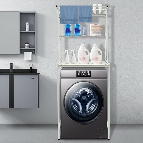 Miniatura 4 de JINHZIXIU Estante de almacenamiento para lavadora y secadora, estante organizador de ahorro de espacio para baño, estante de pie, soporte para