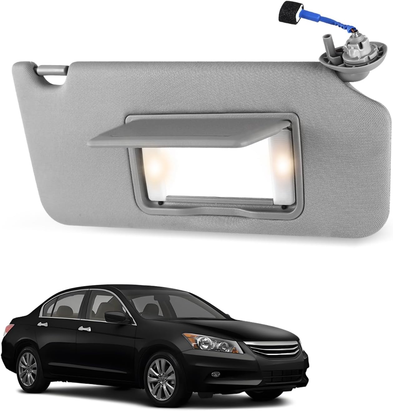Sunvisor Driver&Passenger Side for 2008-2017 Honda Accord Accessories, Left&Right Side Sun Visor with Light Mirror, Beige, Replacement#83280-TA0-A91ZB 83230-TA0-A91ZB