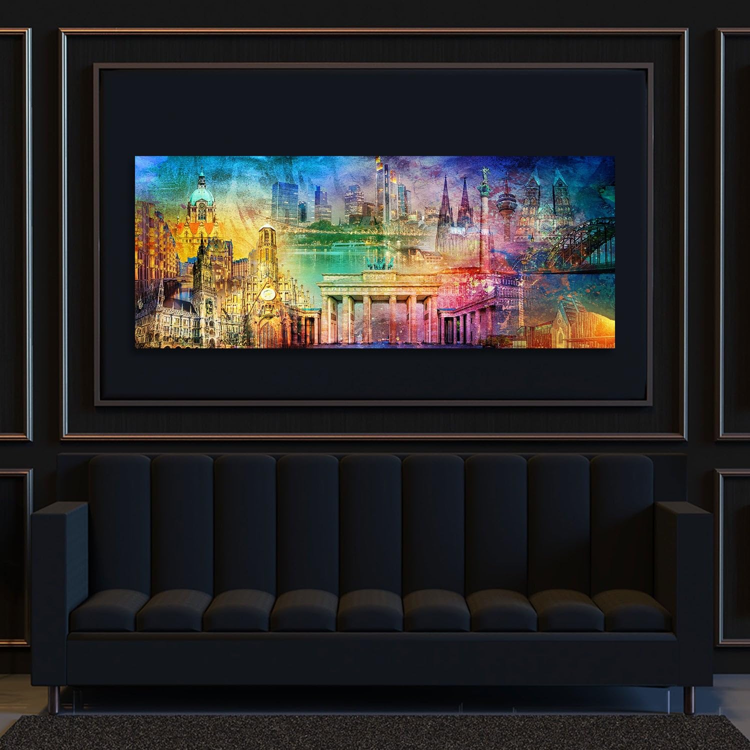 ARTEDinoi Deutschland Wahrzeichen Collage Pop Art Leinwandbild Wandbild XXL | Deutsche Wahrzeichen und Bauwerke