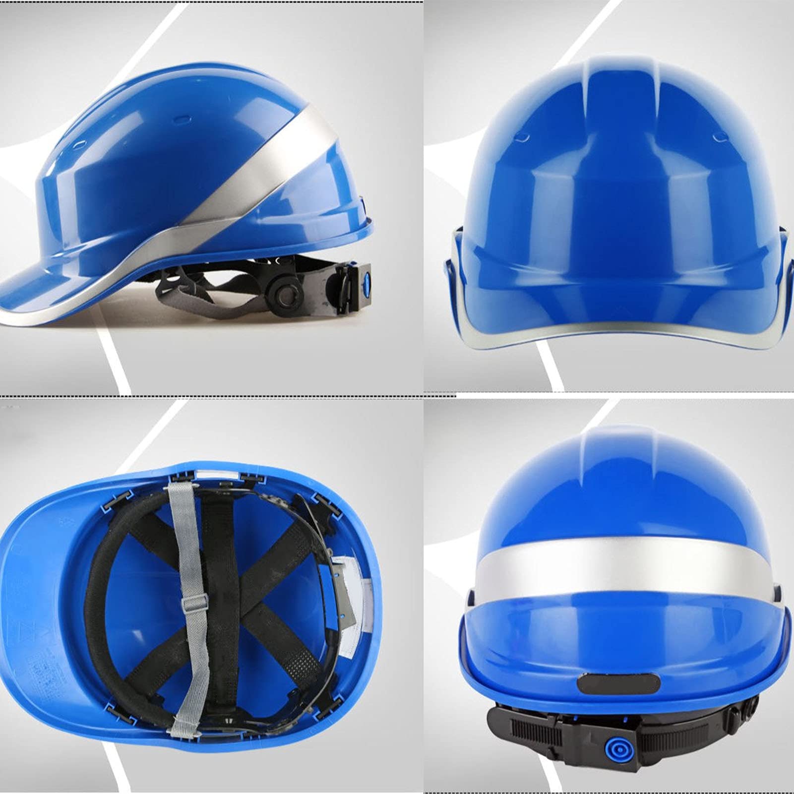 Casco Industriale, Elmetto di Sicurezza Blu Casco Regolabile Anti Smashing con Banda Riflettente per Cantieri di Ingegneria Energetica