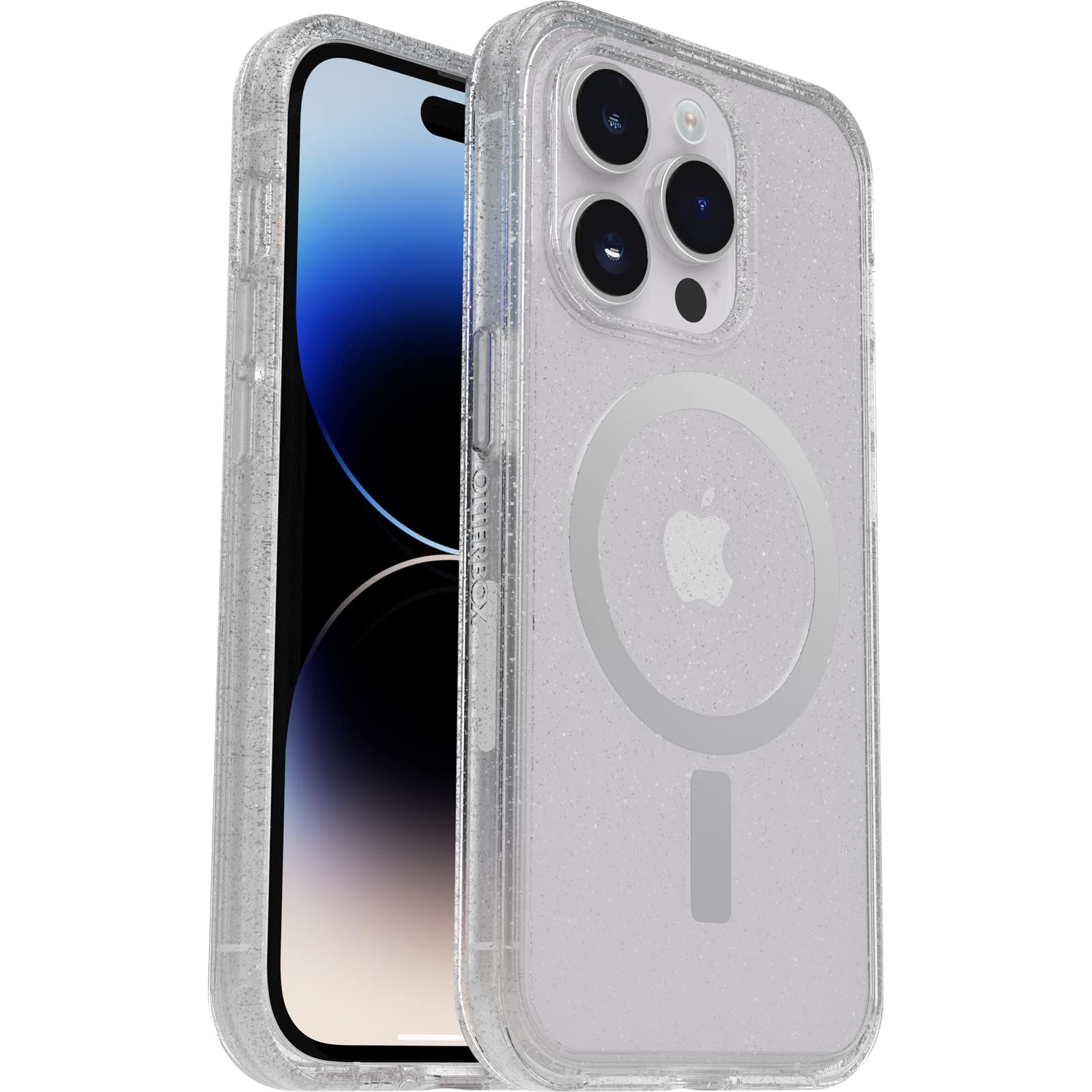 OtterBox Cover per iPhone 14 Pro Symmetry+ Clear per MagSafe, resistente a shock e cadute, sottile, testata 3x norme MIL-STD 810G, protezione antimicrobica, Stardust