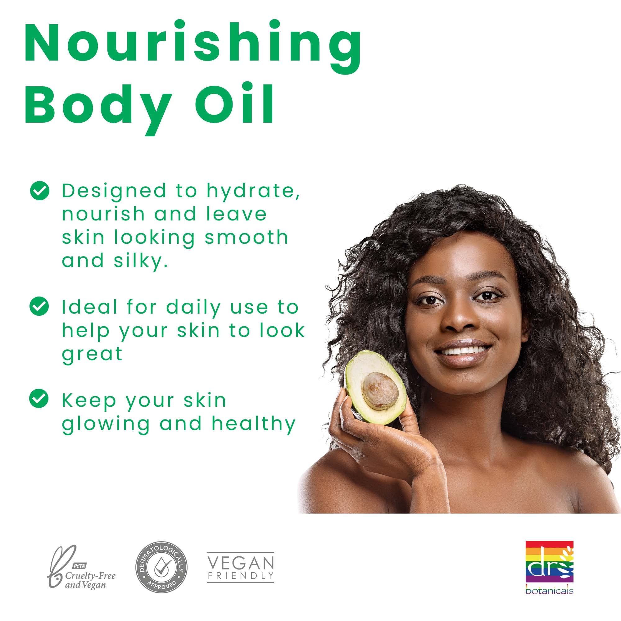 Dr Botanicals Avocado & Almond Superfood Nourishing Body Oil 6.76 Fl Oz/200ml