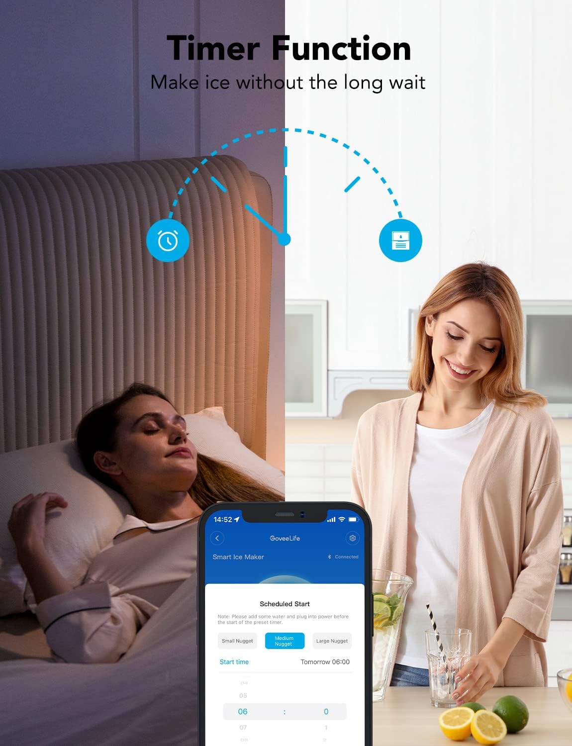 Stainless Steel Portable Smart Countertop Ice Maker with App Control