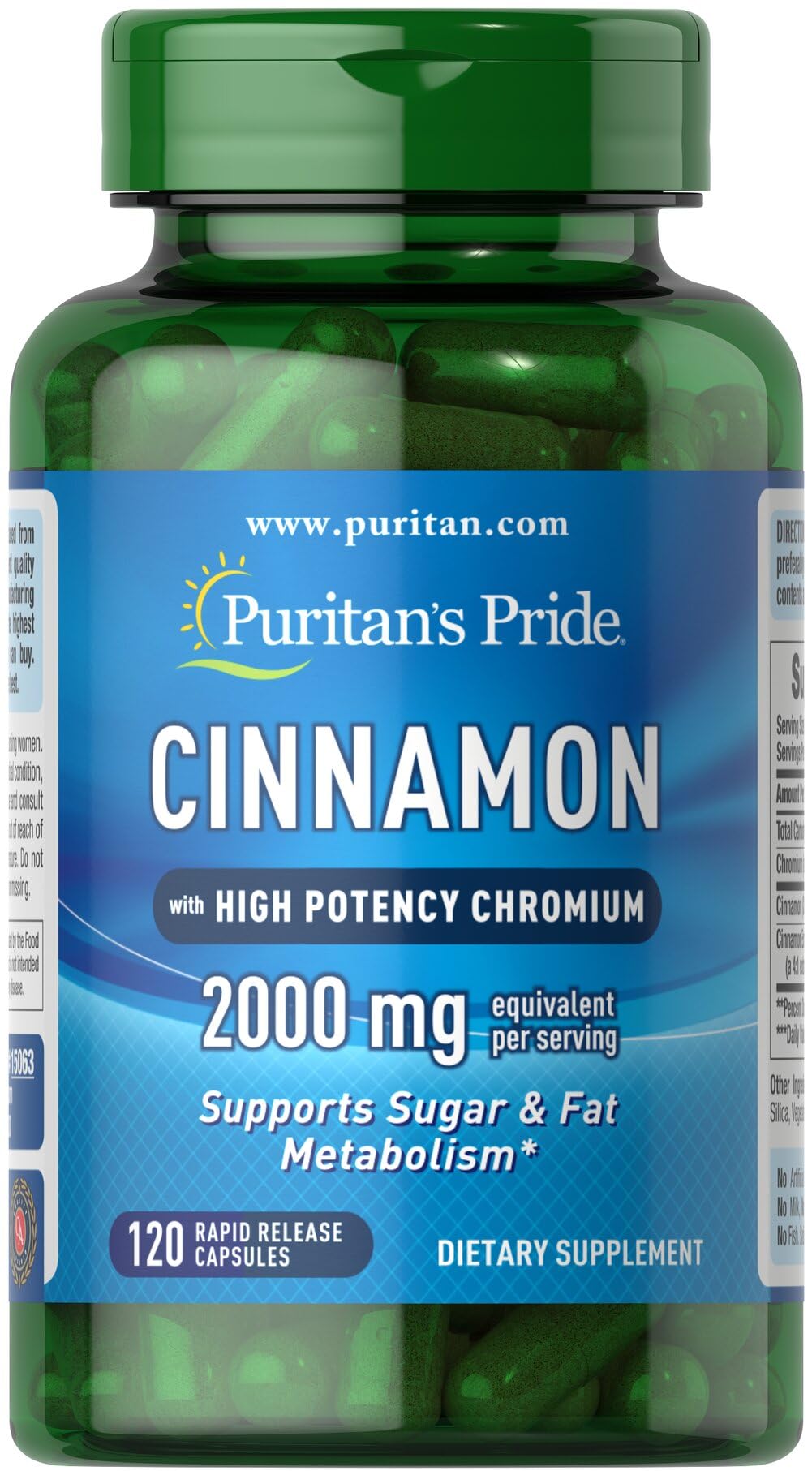 Puritan's Pride Cinnamon 875 mg with High Potency Chromium, 120 Capsules — Amazon image 2