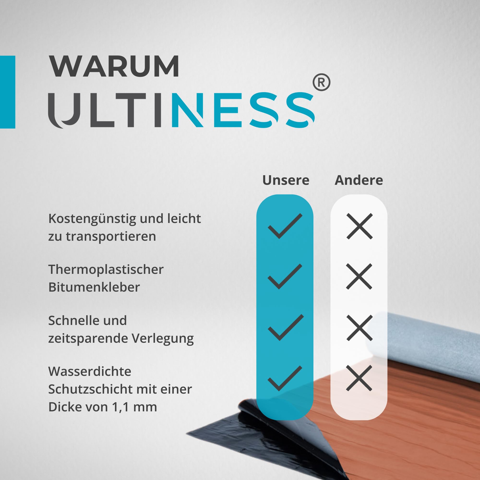Dachfolie Aluminium selbstklebende Folie Ziegelrot 5 x 1 Meter Wasserdicht Bitumen