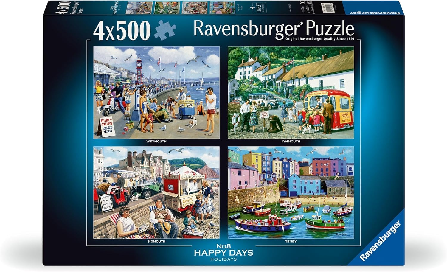 Ravensburger Happy Days N°8 Holidays – 4 Puzzles de 500 pièces pour Adultes et Enfants à partir de 10 Ans