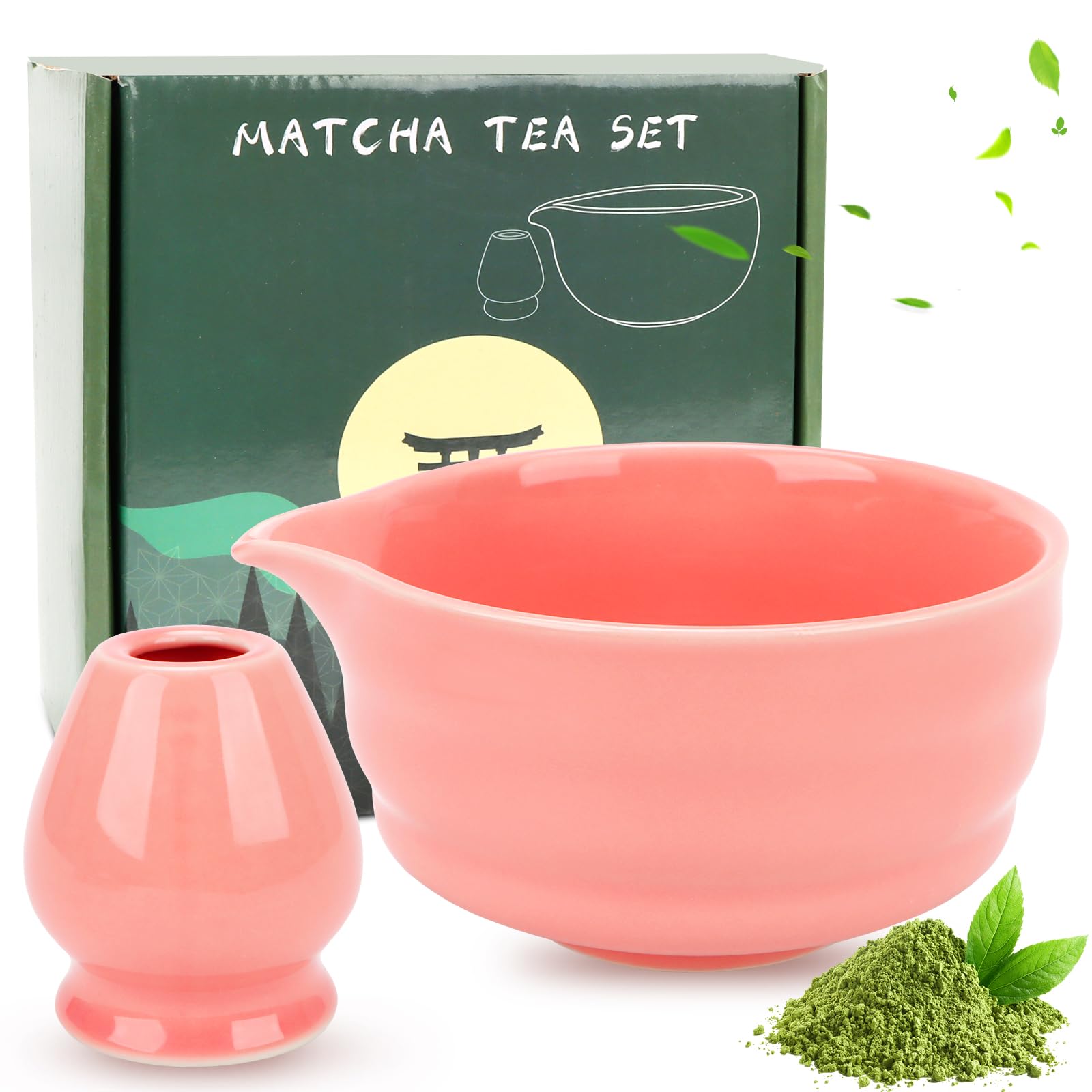 Miska do matcha z wylewką, różowa miska Matcha, tradycyjna porcelanowa filiżanka matcha, 560 ml dla miłośników herbaty, matcha latte początkujący