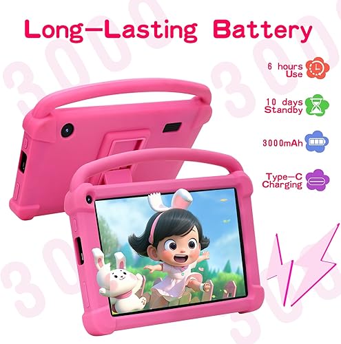 Miniatura 4 de Tablet para niños de 7 pulgadas, tableta Android para niños, 4 GB de RAM+32 GB ROM+1 TB expandir, tabletas para niños pequeños con funda a prueba de