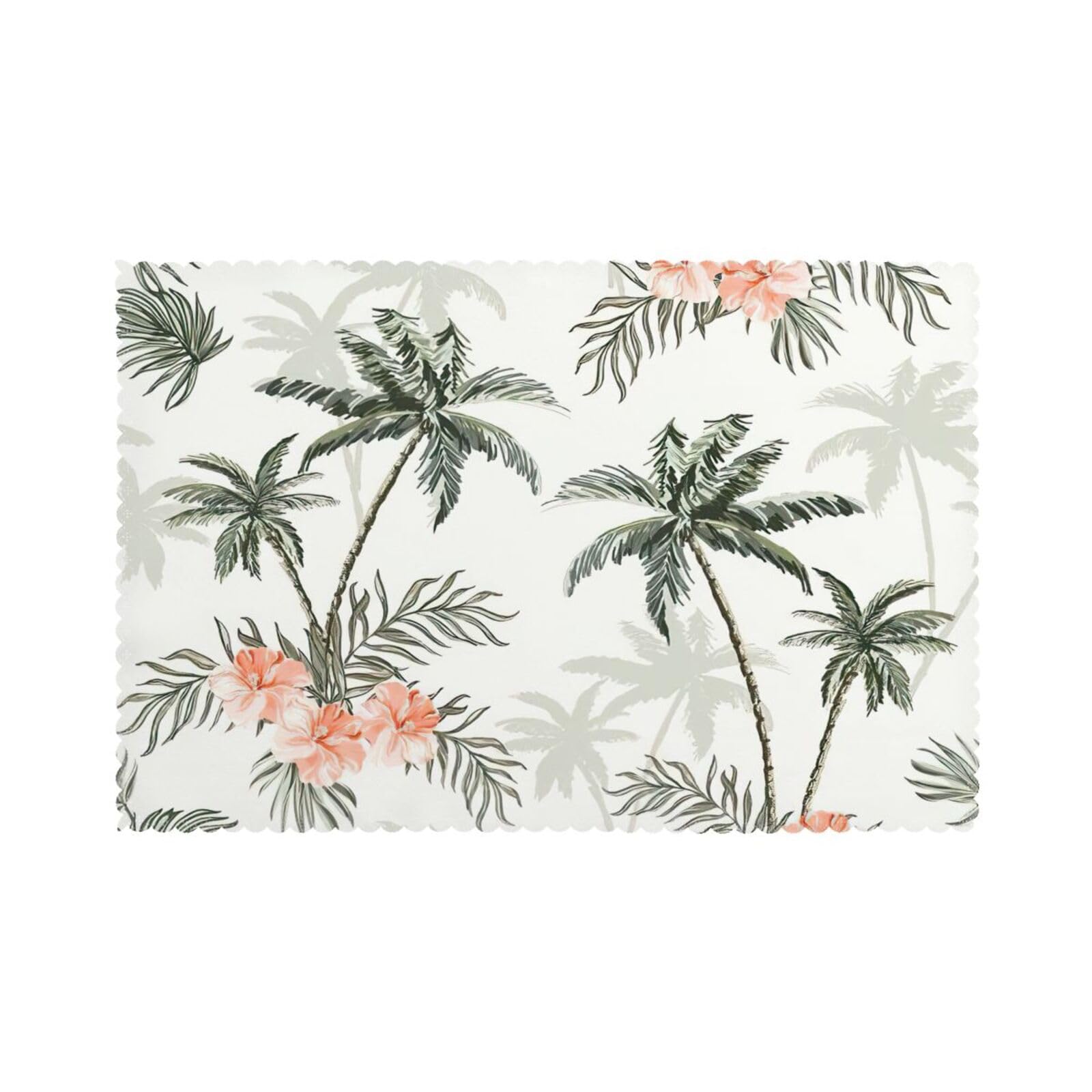 Tropical Palm Trees Print Placemats for Dining Table Set of 6 12x18 Inch Table Mats for Party Kitchen Dining.
