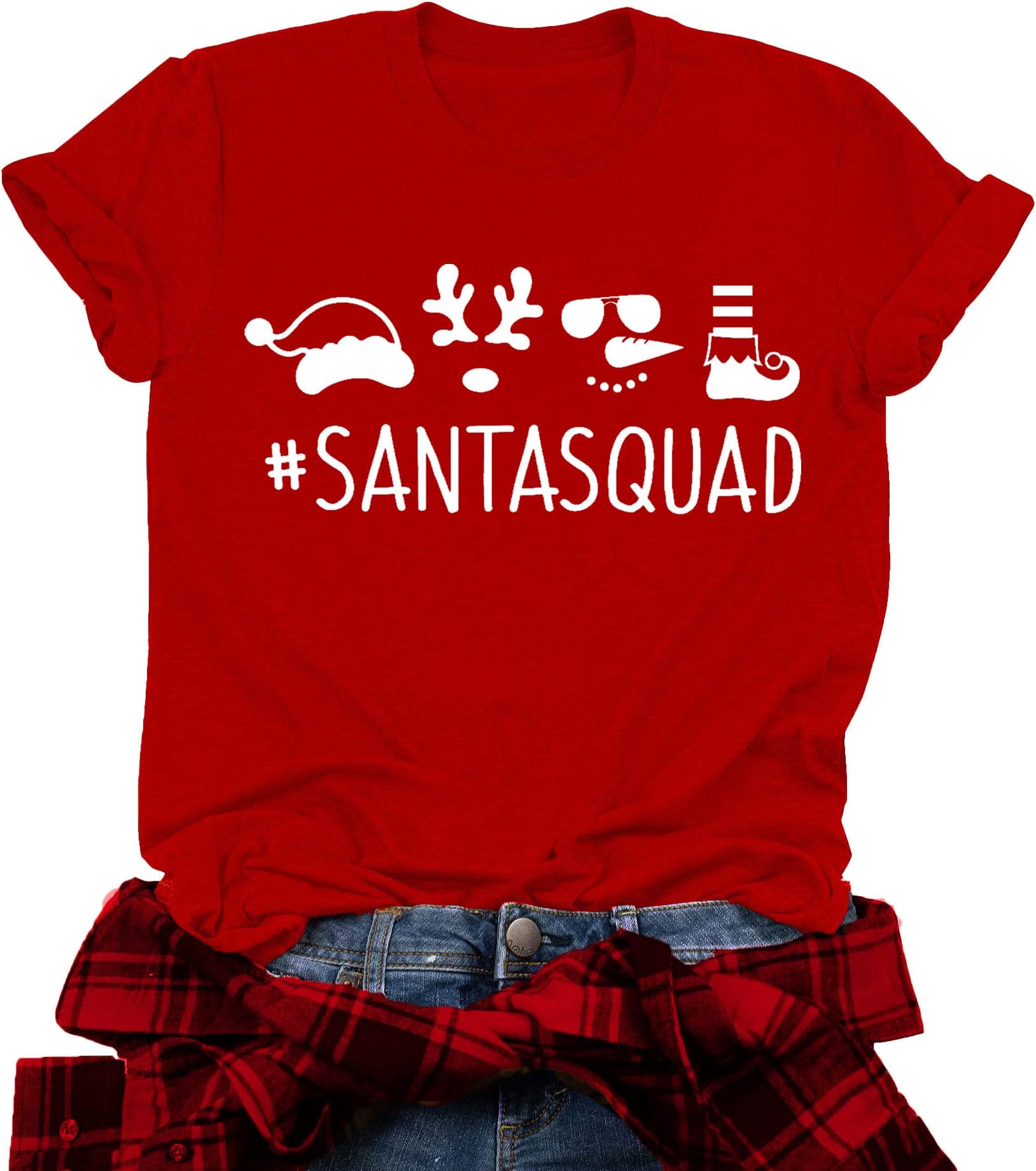 Believe Christmas T Shirts Women Christmas Graphic T-Shirts Believe Letter Print Tees Holiday Tops