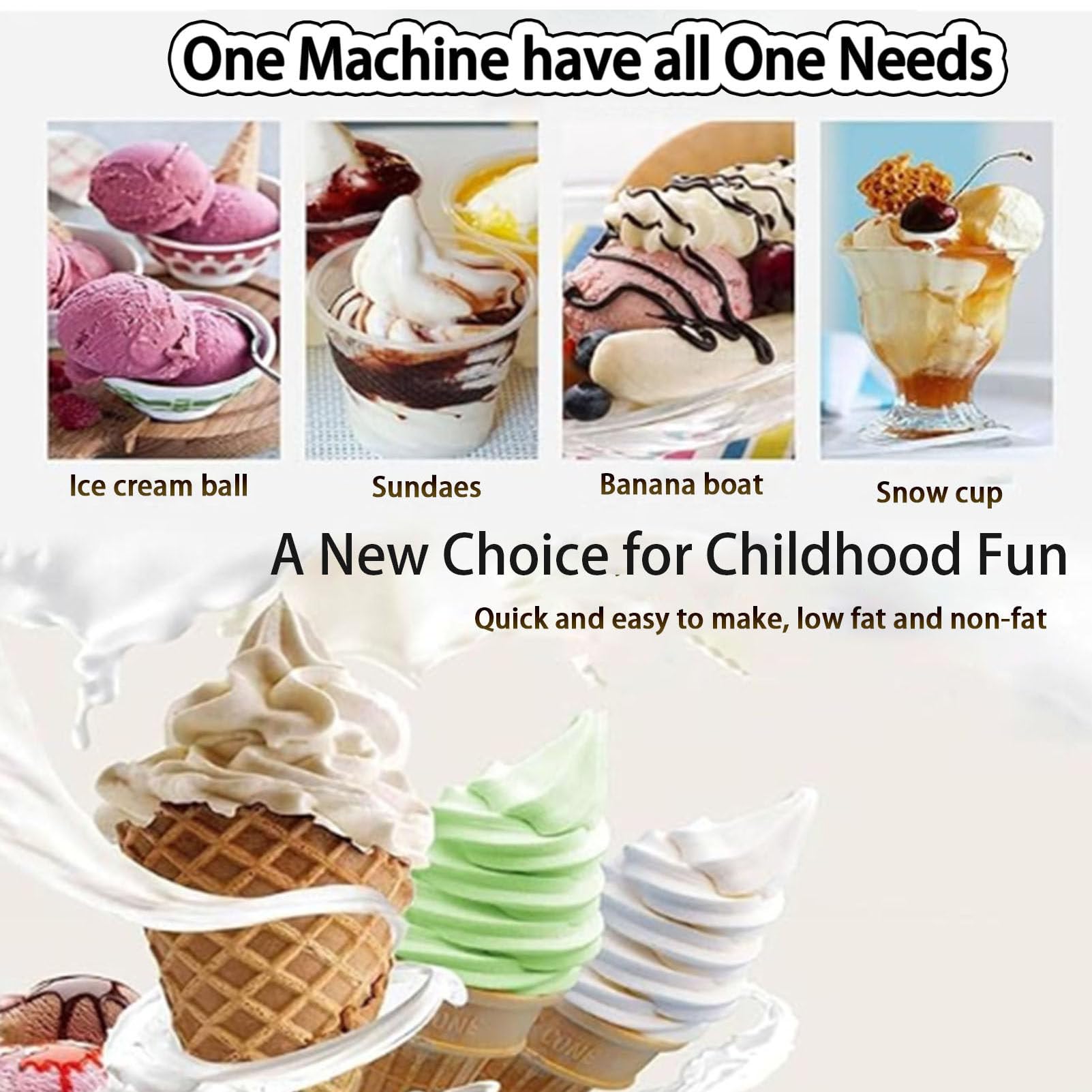 Machine à Glace Italienne EntièRement Automatique, avec Une Capacité De 1 L pour Yaourts Aux Fruits, Sorbets GlacéS, Coupes De Glace Et Boules De Glace.