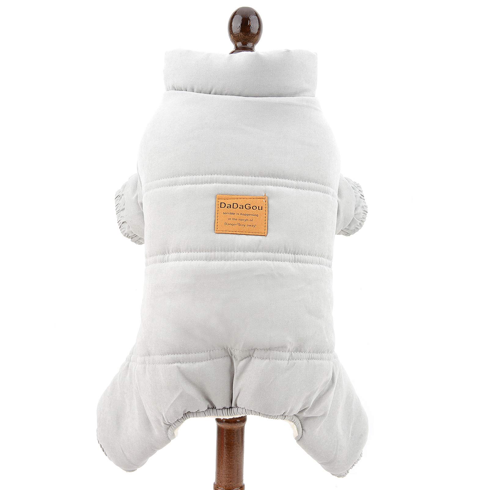 SMALLLEE_LUCKY_STORE Water-resistant Windproof Winter Warm Jacket Puffer Coat Jumpsuit for Small Dogs Cat Fleece Lind Puppy Yorkie Chihuahua Clothes Pet Apparel,Grey,S