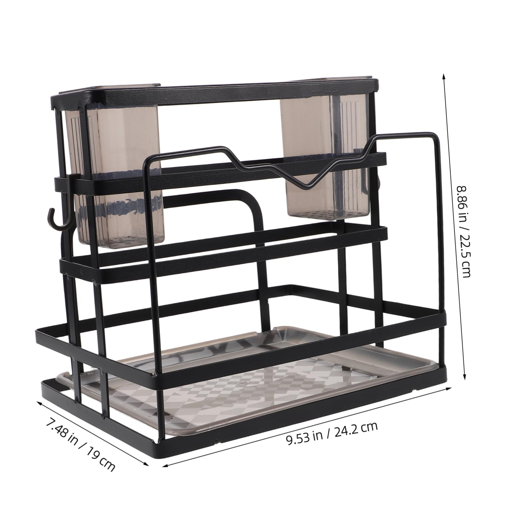 Unomor Sturdy Sink Organizer Carbon Steel Kitchen Utensil Holder Countertop Soap Brush Dispenser with Drain