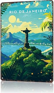 VIOTTE Funny Metal Sign Rio de Janeiro, Brazil Poster Wall Art Tin Signs For Home Man Cave Office Bedroom Wall Decor 8x12inch