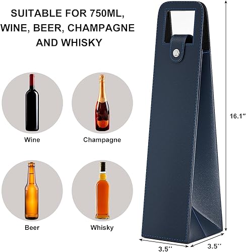 Miniatura 2 de RYDDOY Bolsa de regalo de vino, bolsa de cuero reutilizable, bolsa de regalo de cerveza champán para cumpleaños, boda, fiesta de picnic, regalos de
