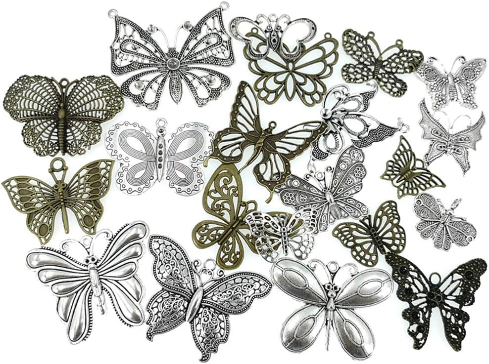 Assorted Butterfly Charm Pendant Connector for DIY Jewelry Making Findings(21pcs,Big Size) - Image 2