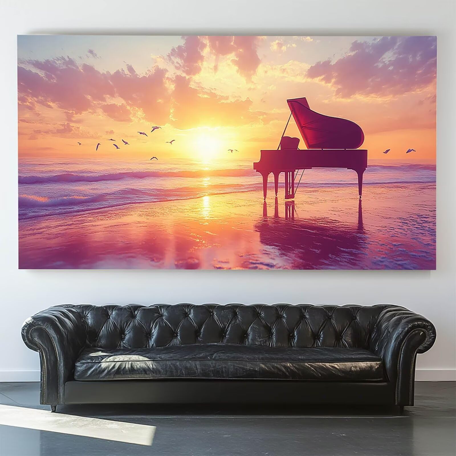 Peinture par numéro Plage De Sable - Peinture par numéro Adultes - Peinture Numero Piano sur Toile 70X140cm à l'aide de Trois Sortes Pinceaux et de Peinture Acryliques, Loisirs CréAtifs Adultes 6w-9-2