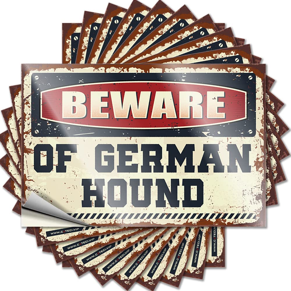 Fall Door Decor Cover Decal | Beware of German Hound Western for Humor Decor(12X18CM)