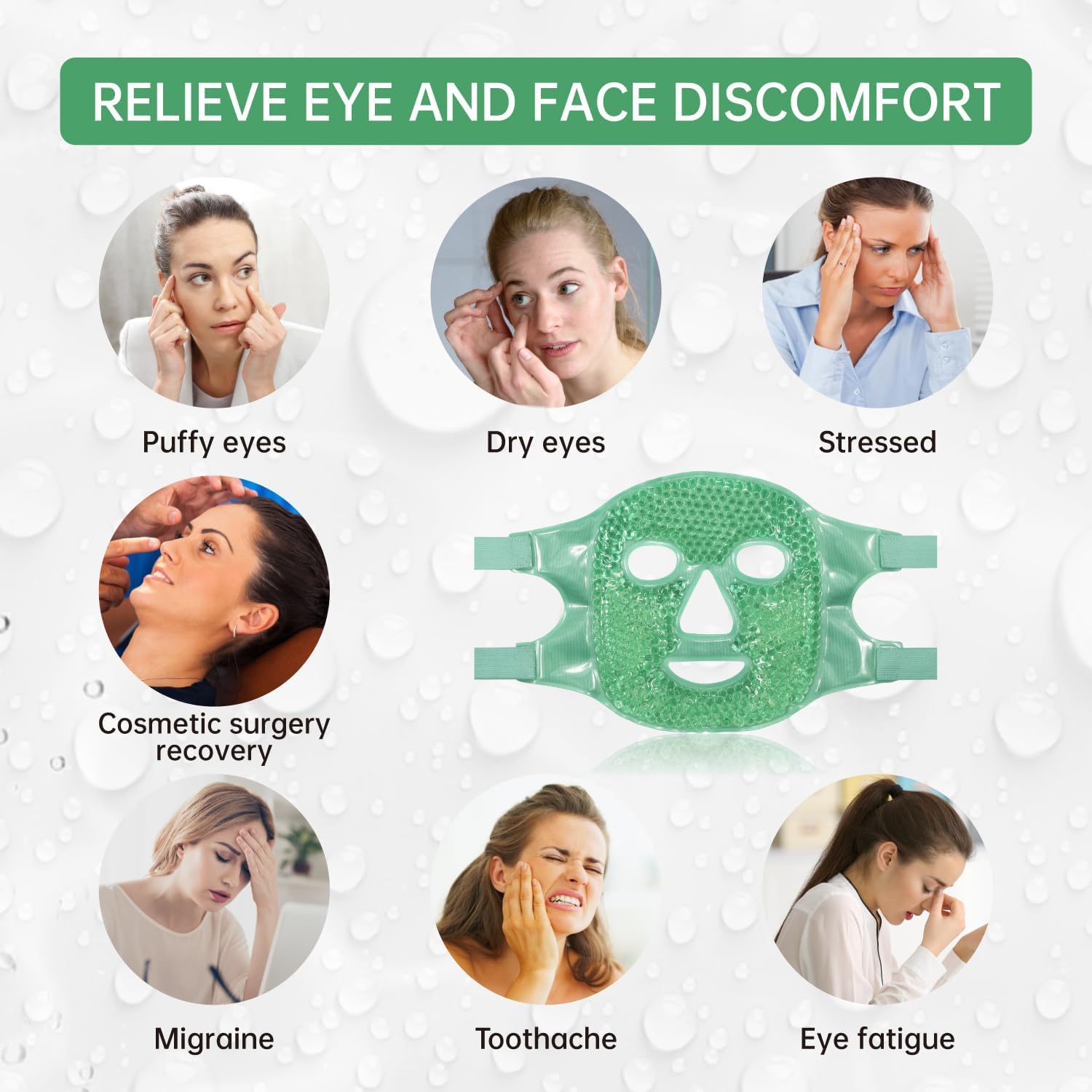 GaxQuly Cold Face Eye Gel Mask, Reduce Face Puff, Dark Circles, Gel Beads Hot Heat Cold Compress Ice Pack, Face Spa For Woman Sleeping, Pressure, Headaches, Skin Care Multi Color 2