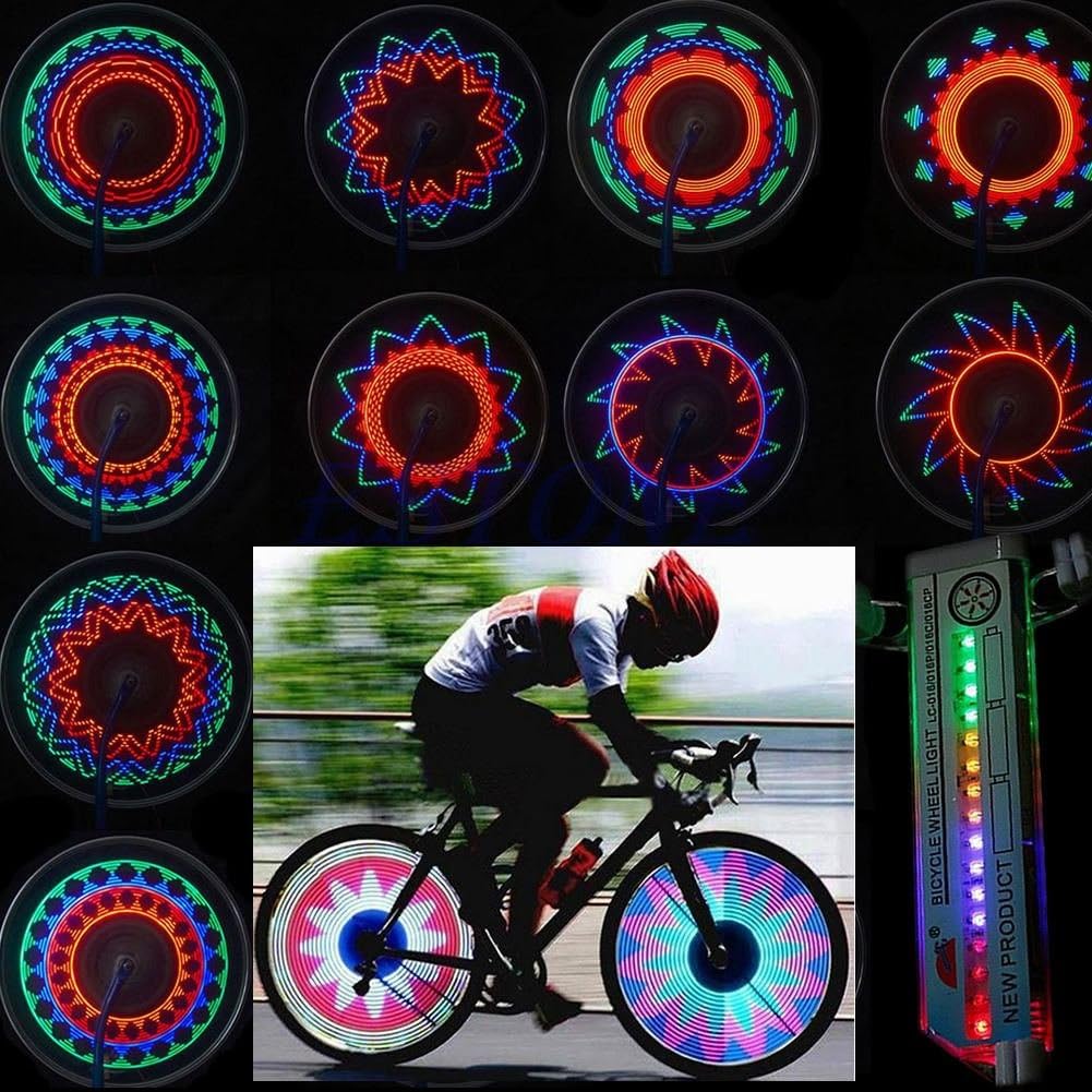 Bike Bicycle Colorful Rainbow LED Wheel Valve Light Lamp 16 LED 30 Pattern