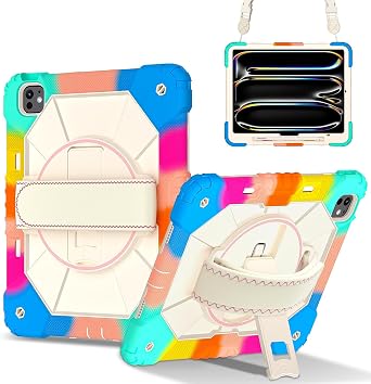 Case Compatible with iPad Pro 13 Inch M5/M4 2025/2024 ,with Pen Holder, Stand, Hand Strap, Shoulder Strap with Heavy-Duty Protection.