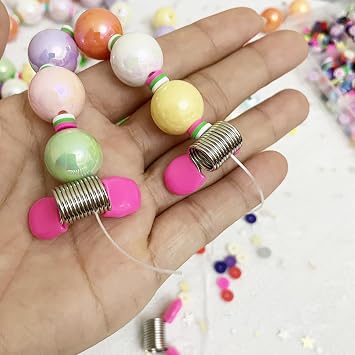 Bead Stoppers, 6-Piece Set with Red Handles, for Jewelry Making Creative Bead Line End to Prevent Beads from Falling (Pink)