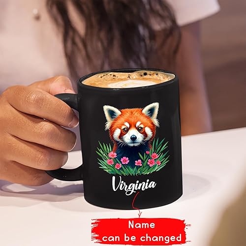 Miniatura 2 de Taza de café con panda rojo, lindo regalo de taza de panda, regalos para amantes de animales salvajes, taza de panda personalizada, taza de panda