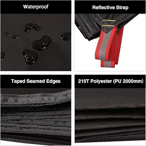 Miniatura 5 de REDCAMP Base ultraligera para tienda de campaña, lona impermeable PU 2000 para tienda de campaña con bolsa de transporte con cordón para acampar en