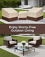 Vista 7 de Loriano Juego de fundas para muebles de patio, 3 piezas, impermeables, 600D resistentes al agua, juego de fundas para muebles de césped