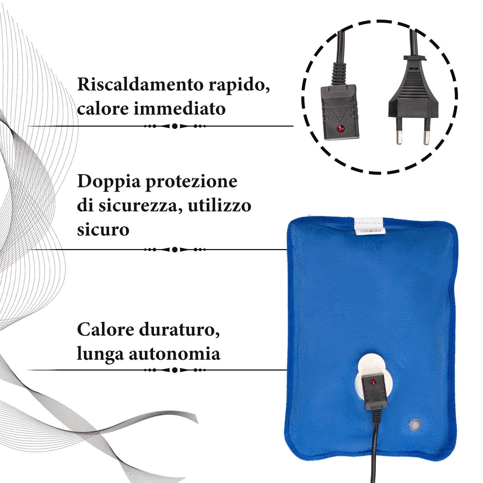 LEIVESTE - Bolsa de agua caliente eléctrica con bolsillo suave de felpa, calentador eléctrico para calentar manos, cama y abdomen (azul)