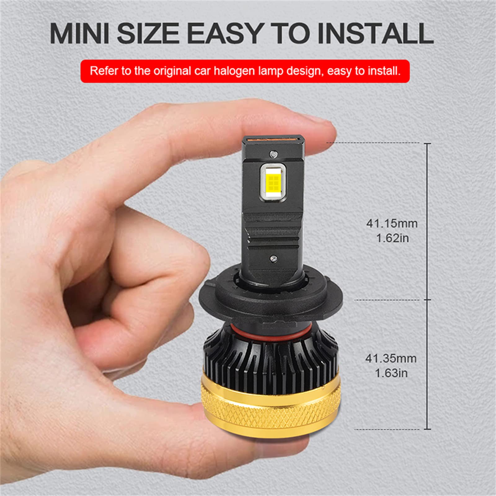 Bombillas LED, 600% 80 W Más Brillantes De Doble Haz, 6000 K Protección Ocular Blanca, Reemplazo Halógeno De Instalación Rápida, Paquetes De 2,H1