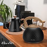 Vista 5 de harriet Hervidor de té, tetera para estufa, hervidor silbante de 2.5 cuartos de galón con fondo de 5 capas, teteras de acero inoxidable de grado