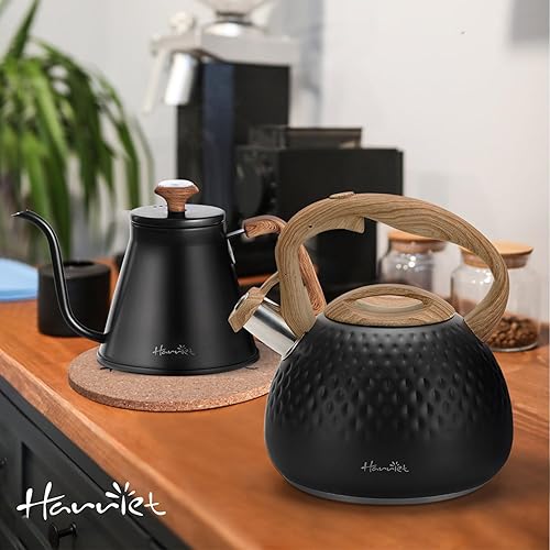 Miniatura 7 de harriet Hervidor de té, tetera para estufa, hervidor silbante de 2.5 cuartos de galón con fondo de 5 capas, teteras de acero inoxidable de grado