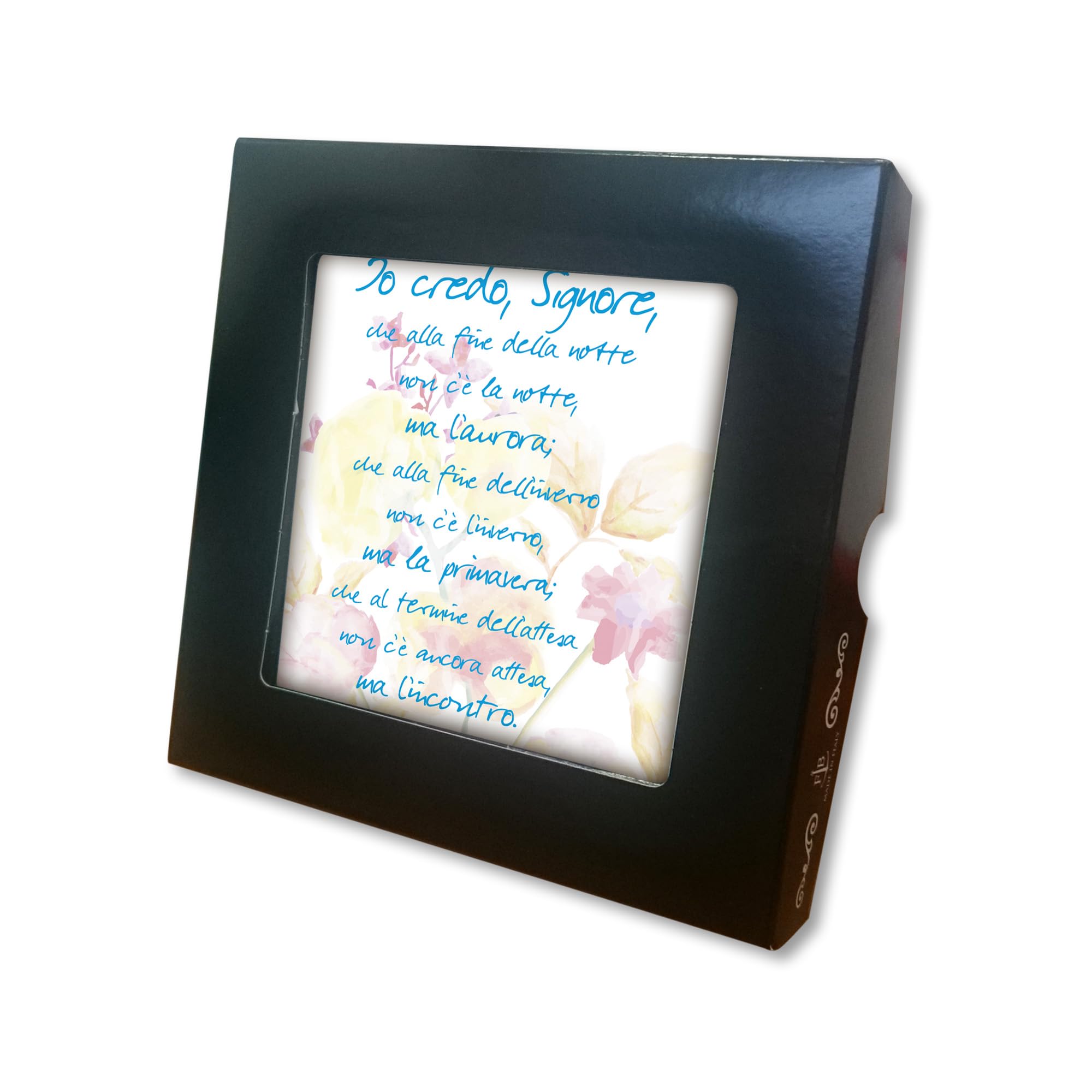 Piastrella con frase San Francesco d'Assisi 10 x 10 cm in scatola regalo