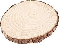 Vista 4 de FUNSUEI 12 piezas de rebanadas de madera natural sin terminar de 6 a 7 pulgadas, posavasos de madera natural con corteza, círculos de madera