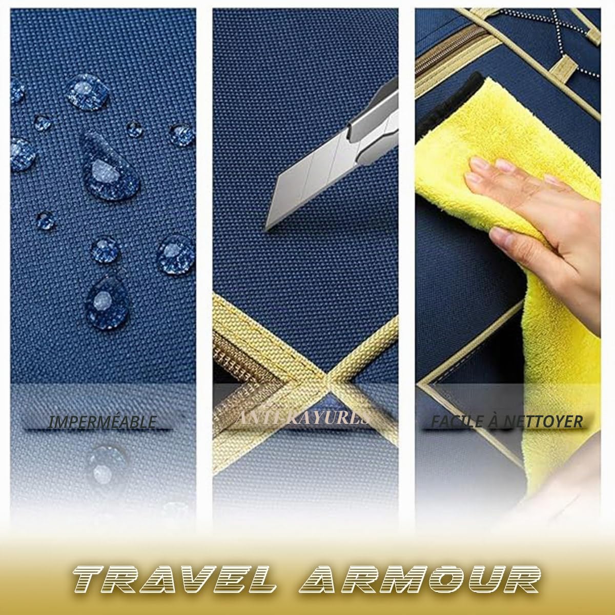 Sac de Voyage pour Homme, Week-End, Sac de Transport, léger, Extra Large, Oxford, Robuste, imperméable pour Homme et Femme, 66 cm (Bleu doré), Bleu doré., X-Large, 46