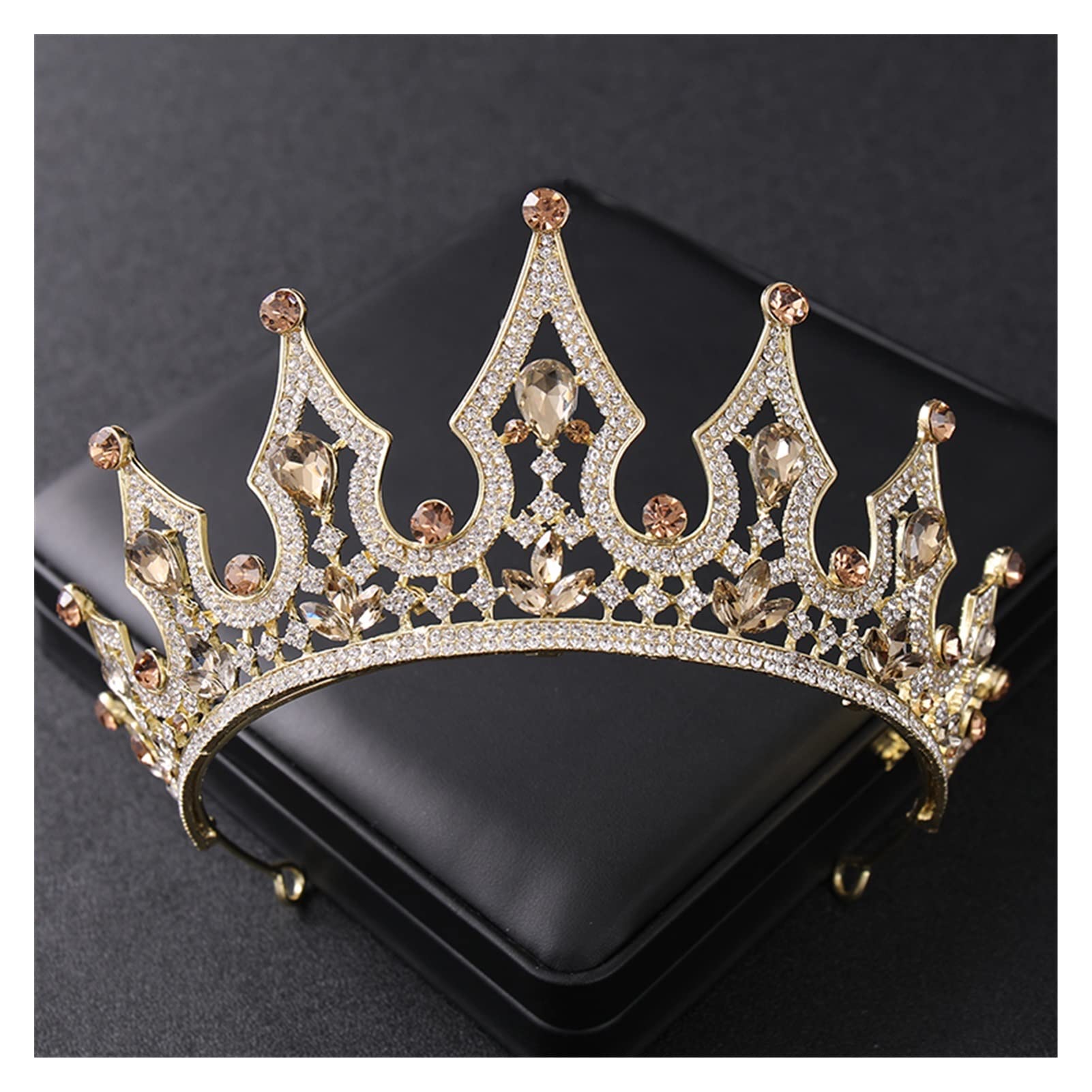 Barokowe kryształowe tiary i korony Vintage Rhinestone bal maturalny diadem diadem dla kobiet akcesoria do włosów dla panny młodej biżuteria Tiara (kolor metalu: złoty)