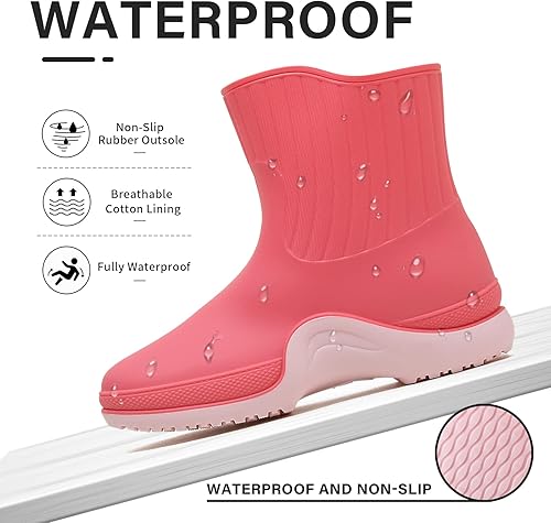 Miniatura 2 de Botas de lluvia para mujer, botas de jardín impermeables para mujer, botas de lluvia cortas de goma, botines Chelsea antideslizantes, zapatos