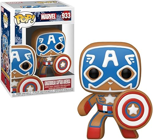 Miniatura 2 de POP Marvel: Holiday - Figura de vinilo del Capitán América Funko de jengibre (paquete con funda protectora de caja compatible), multicolor, 3.75