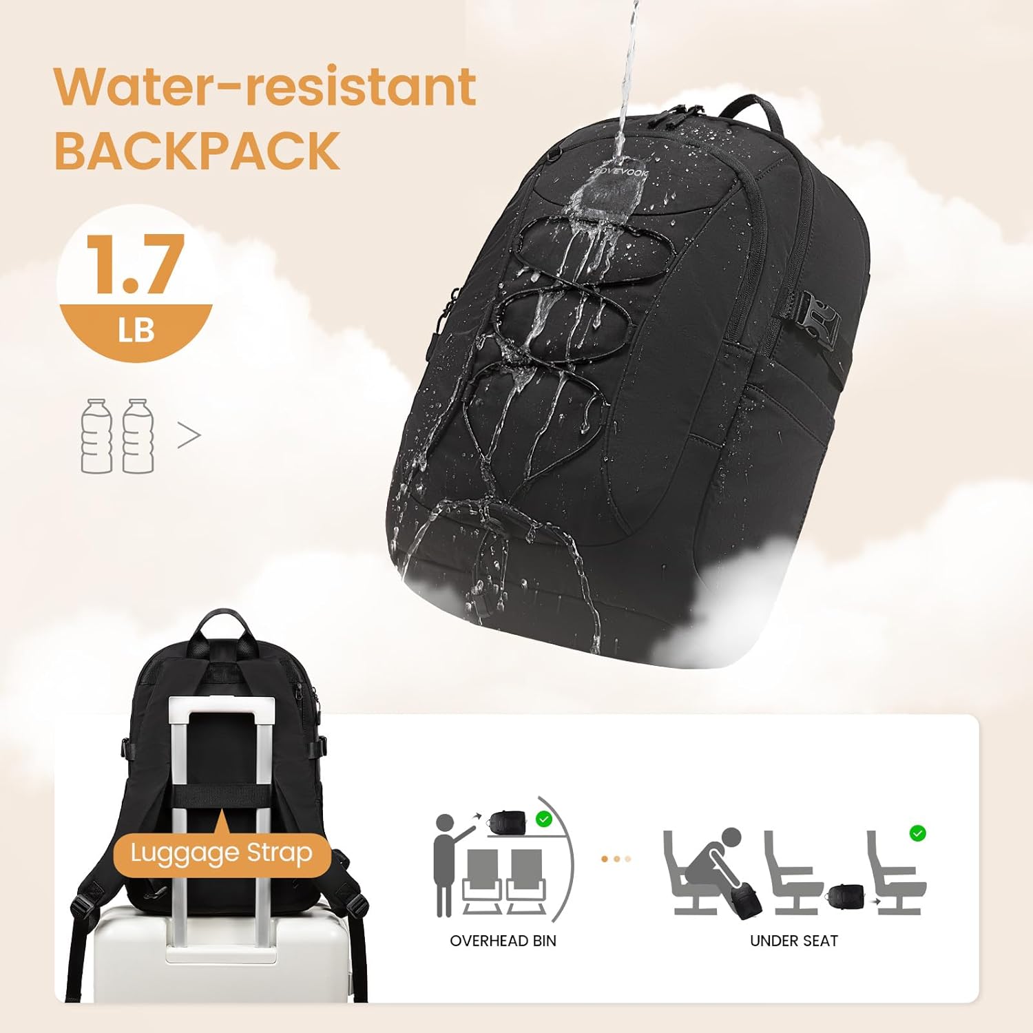 LOVEVOOK Mens Backpack with Giant Tumbler Holder Pocket,15.6 Inch Everyday Laptop Backpack Commuter Travel Work Computer Bag for Women,Waterproof Hiking College Teacher Back Pack Casual Daypack,Black - Image 6