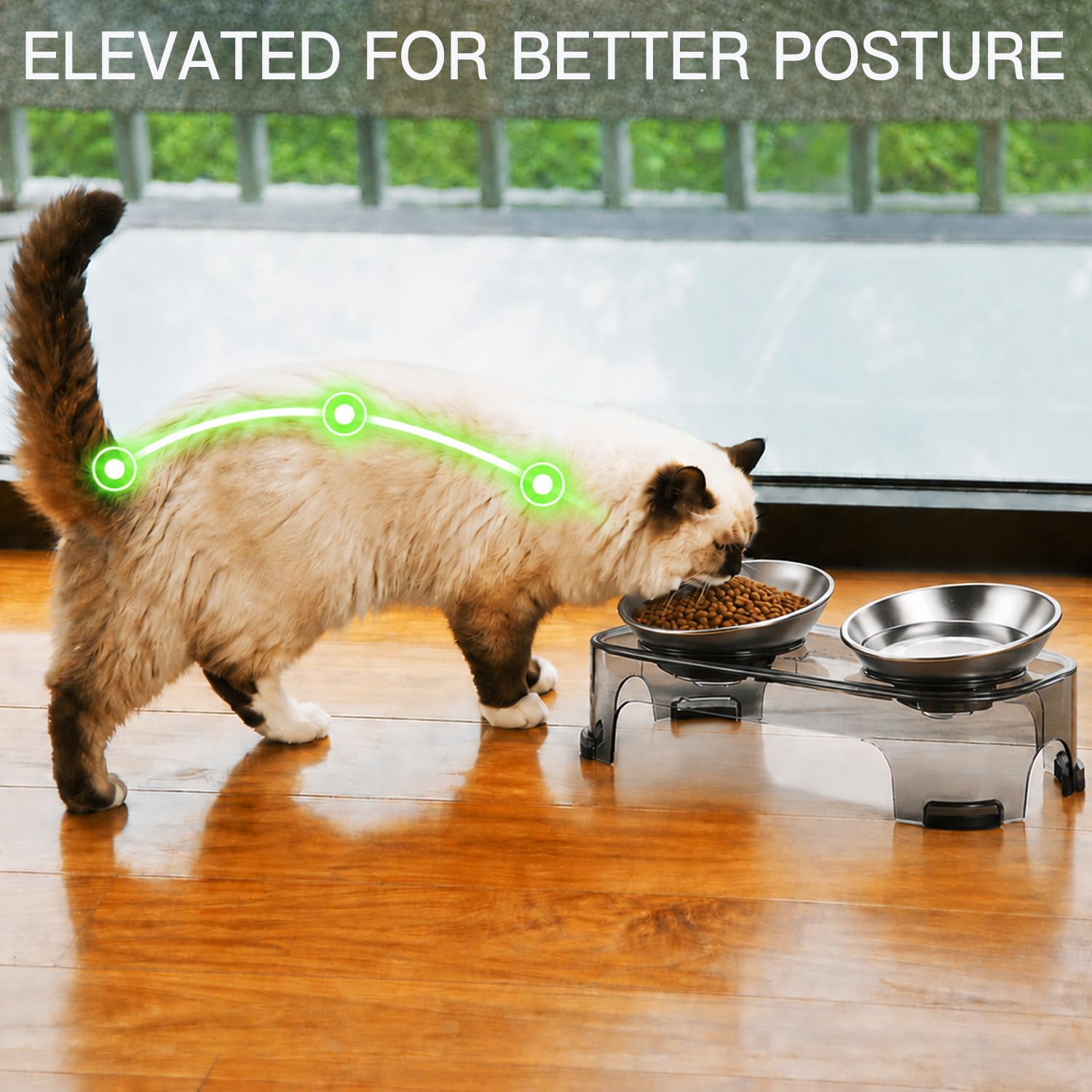 Feedoo Erhöhte Katzennäpfe mit Magnetständer,Doppelwandiger Edelstahl