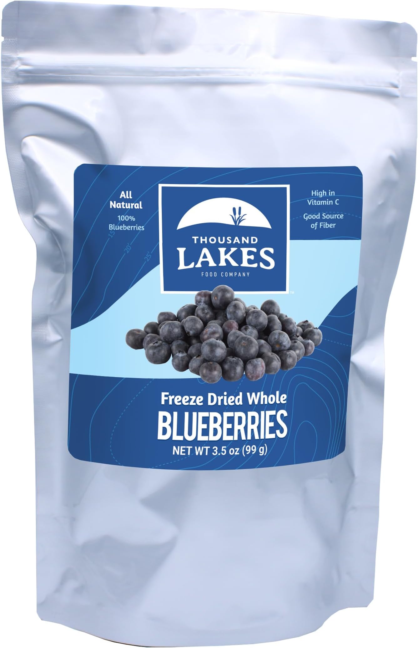 Thousand Lakes Freeze Dried Fruit - Blueberries 3.5 ounces | No Sugar Added | 100% Whole Blueberries