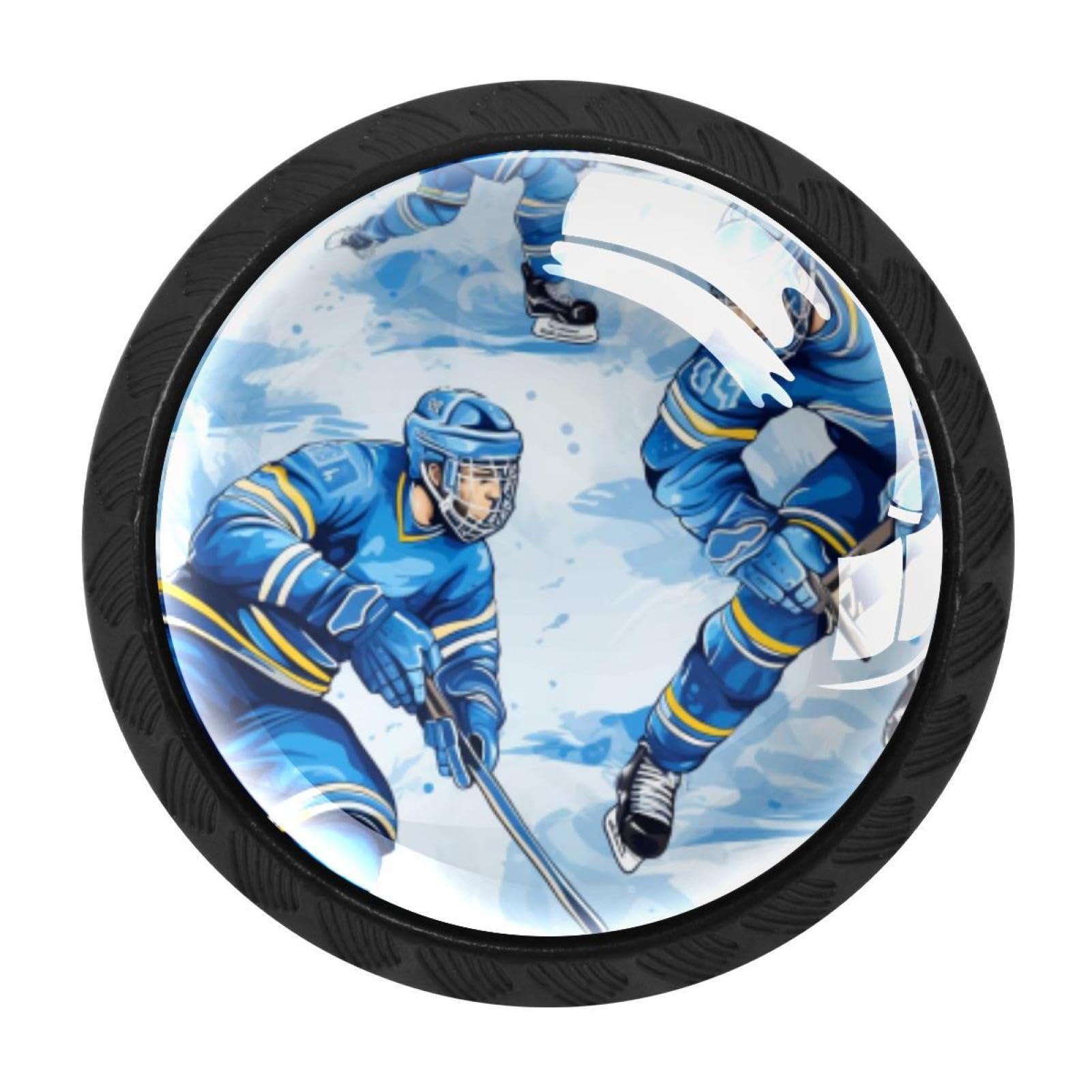 Chenzzzz Multicolored 01 4 Pcs Ice Hockey Cabinet Knobs Crystal Drawer Pulls For Kitchen, Bathroom Cabinet, Dresser And Cupboard